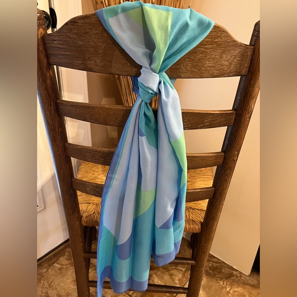 Vintage Monique Martin Geometric Color Block Scarf